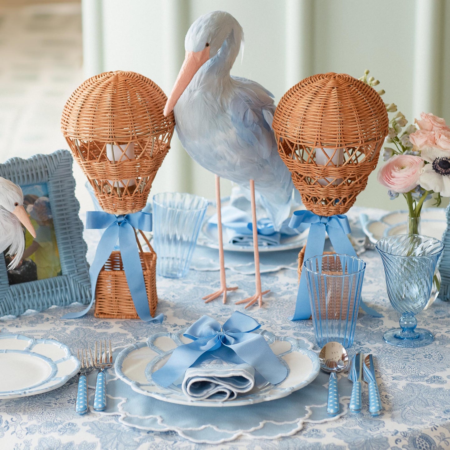 Famille de cigognes Saskia bleues