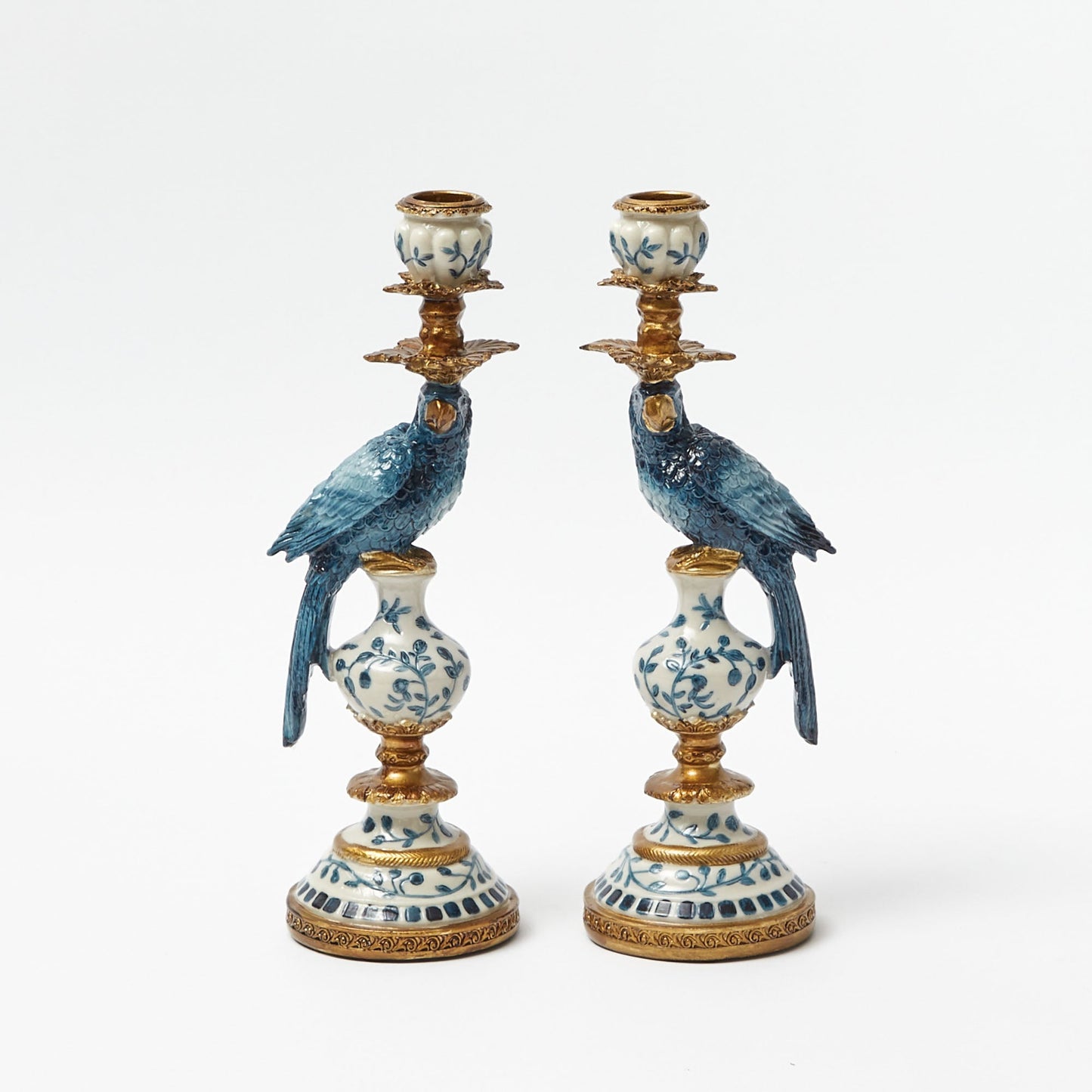 Petit bougeoir perroquet bleu (paire)