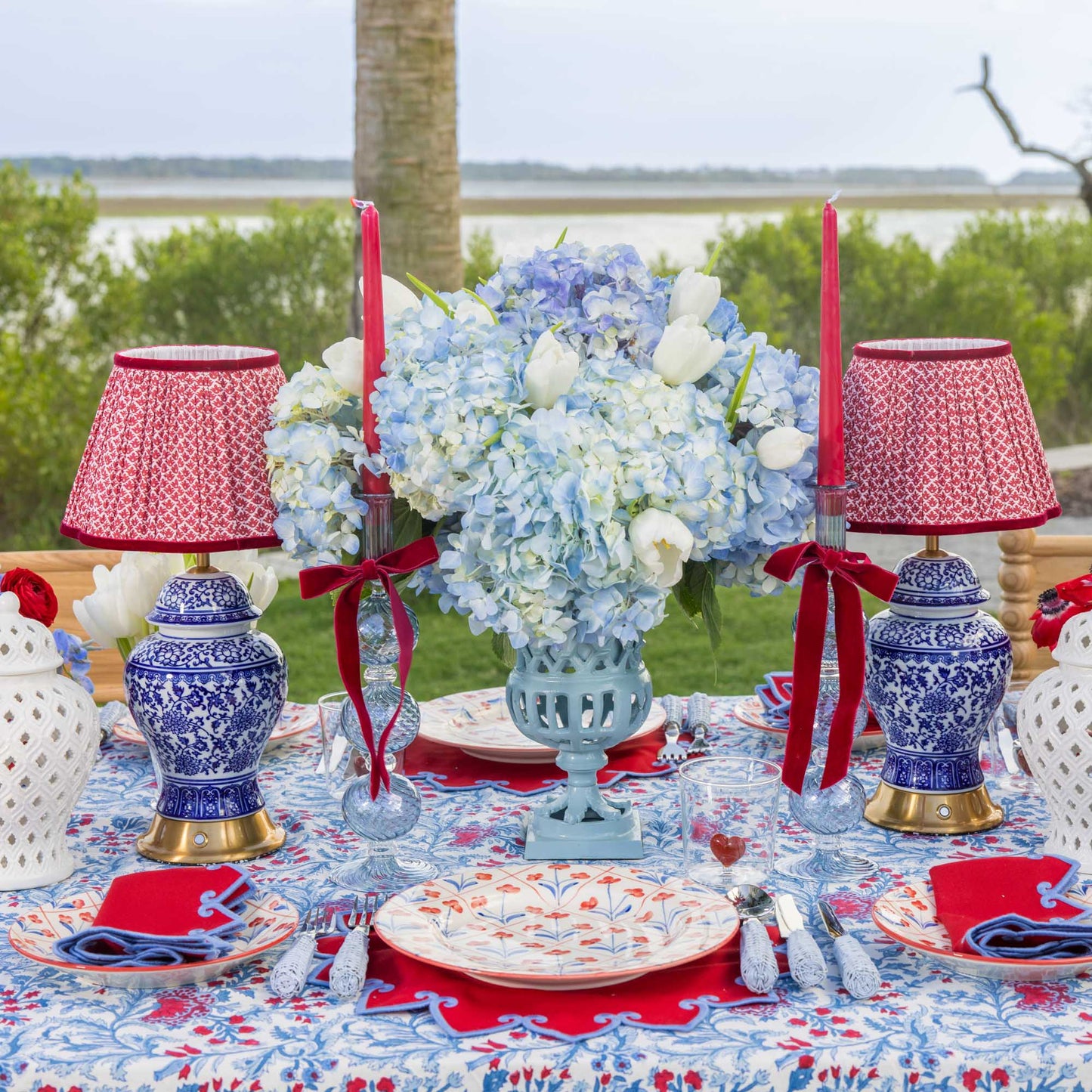 Sets de table Angelina rouges et bleus (lot de 4)