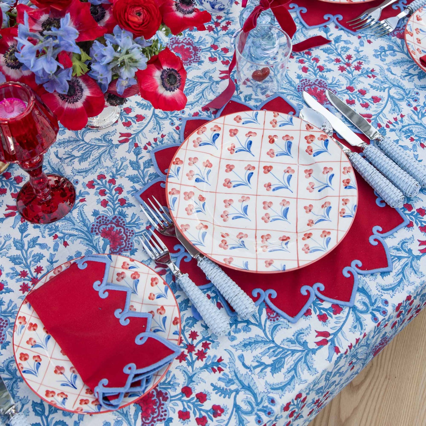 Sets de table Angelina rouges et bleus (lot de 4)