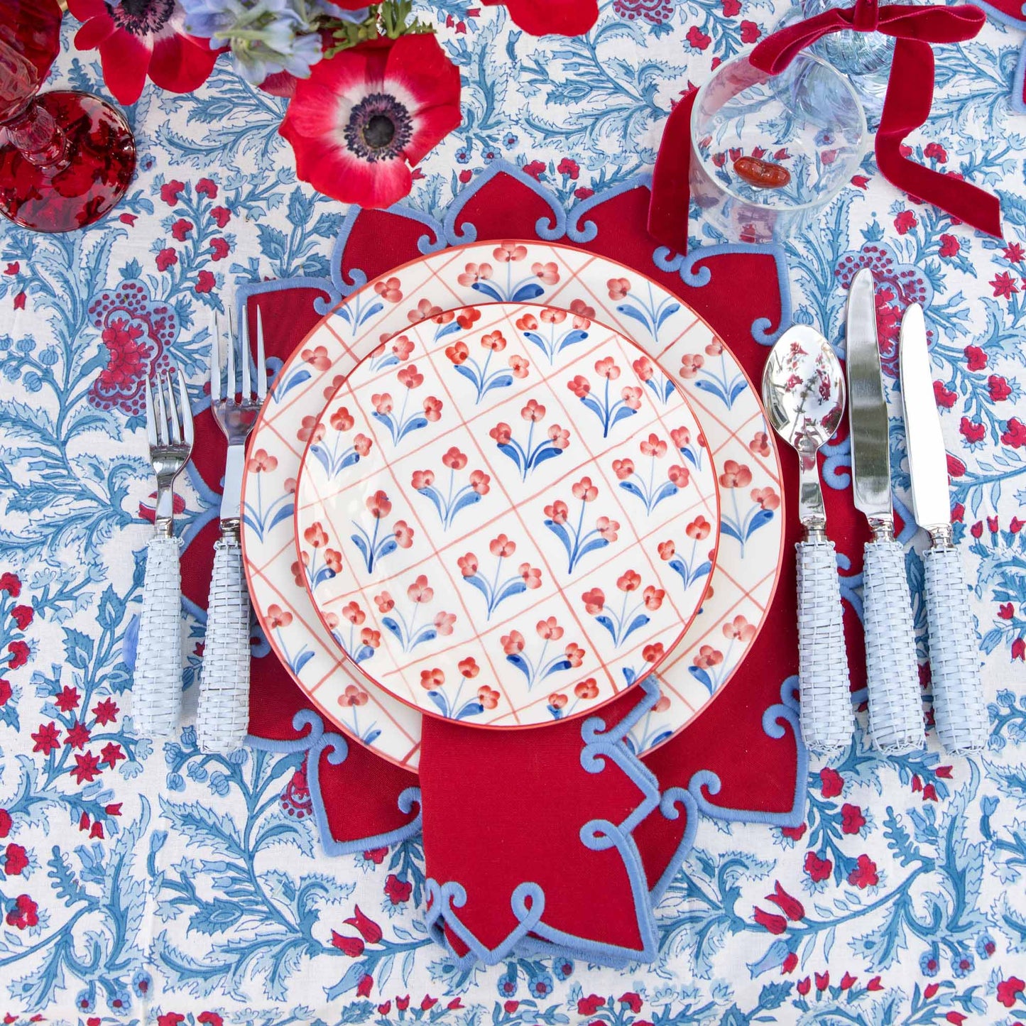 Sets de table Angelina rouges et bleus (lot de 4)