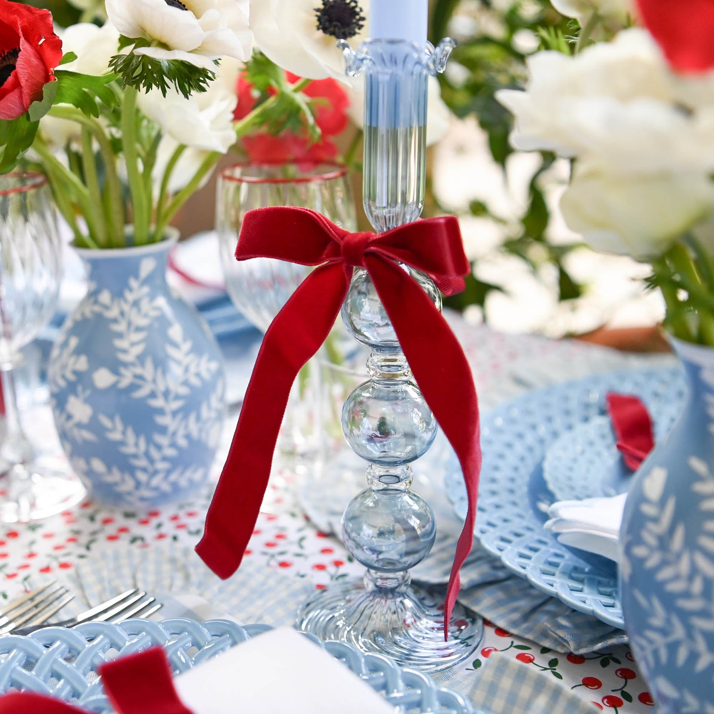 Bougeoir bleu Eden (paire)