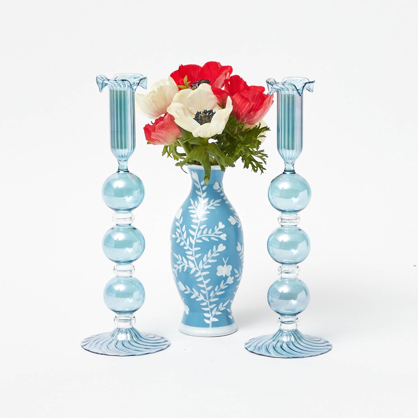 Bougeoir bleu Eden (paire)