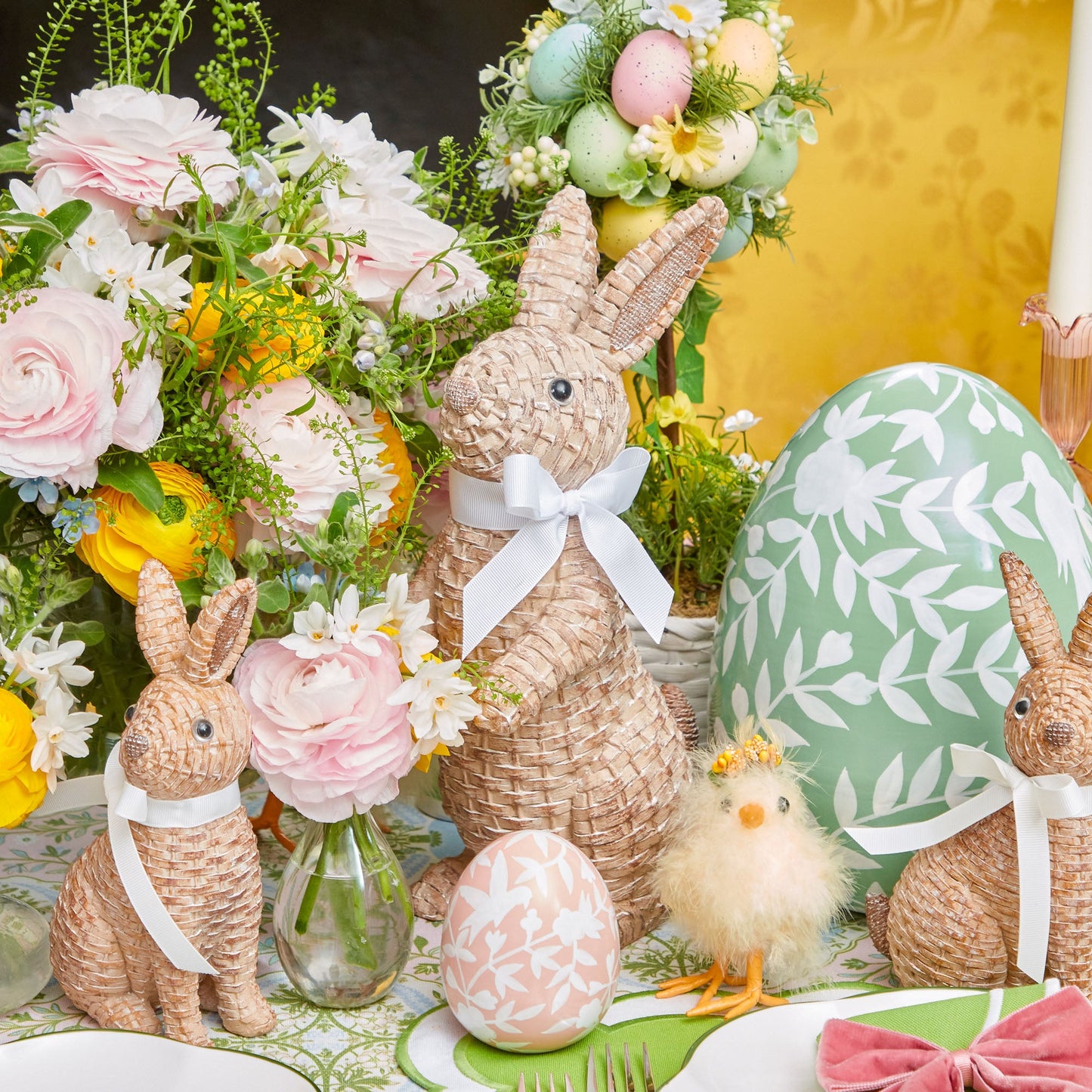 Lapin en rotin (paire)