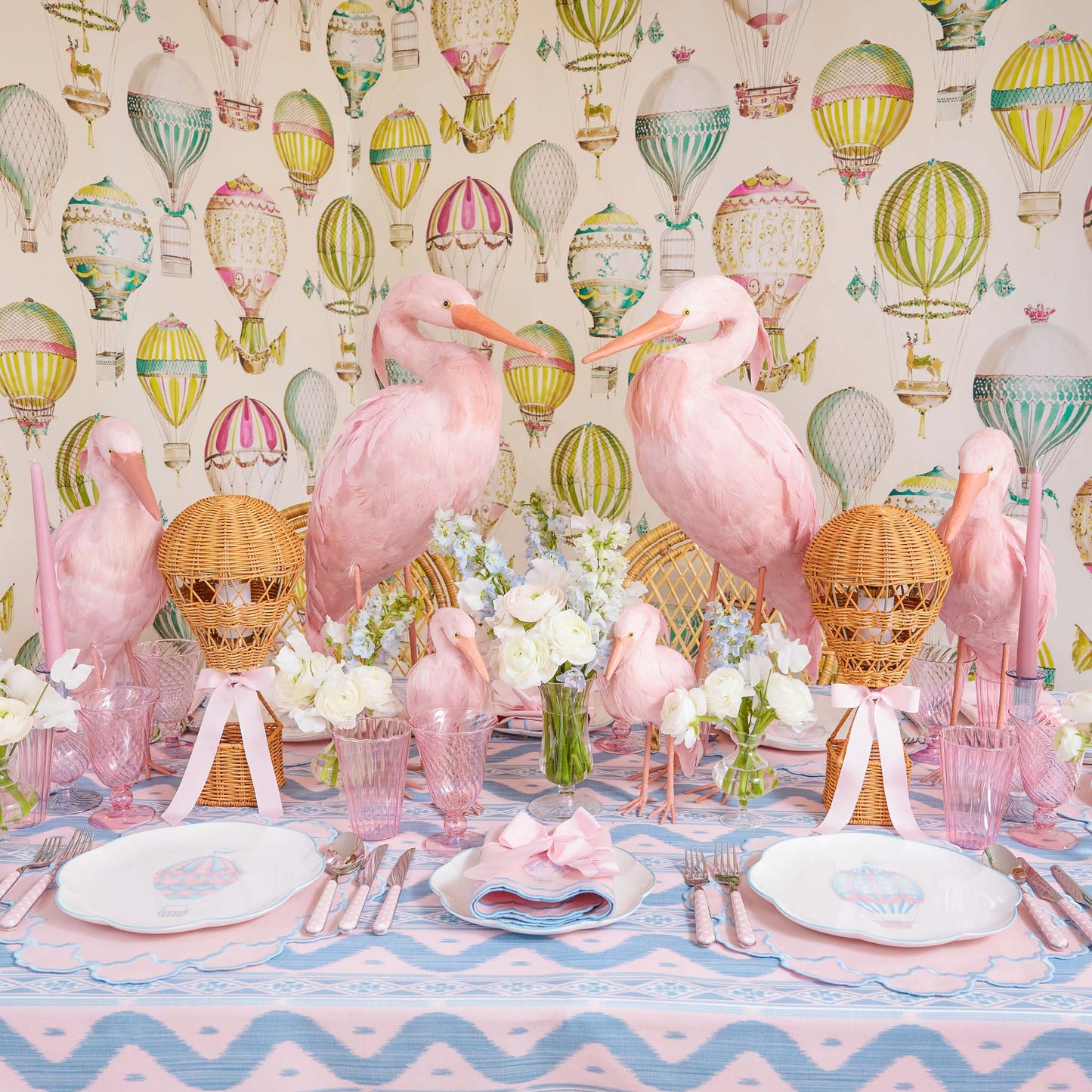 Cigogne rose Saskia (couple) - 60 cm