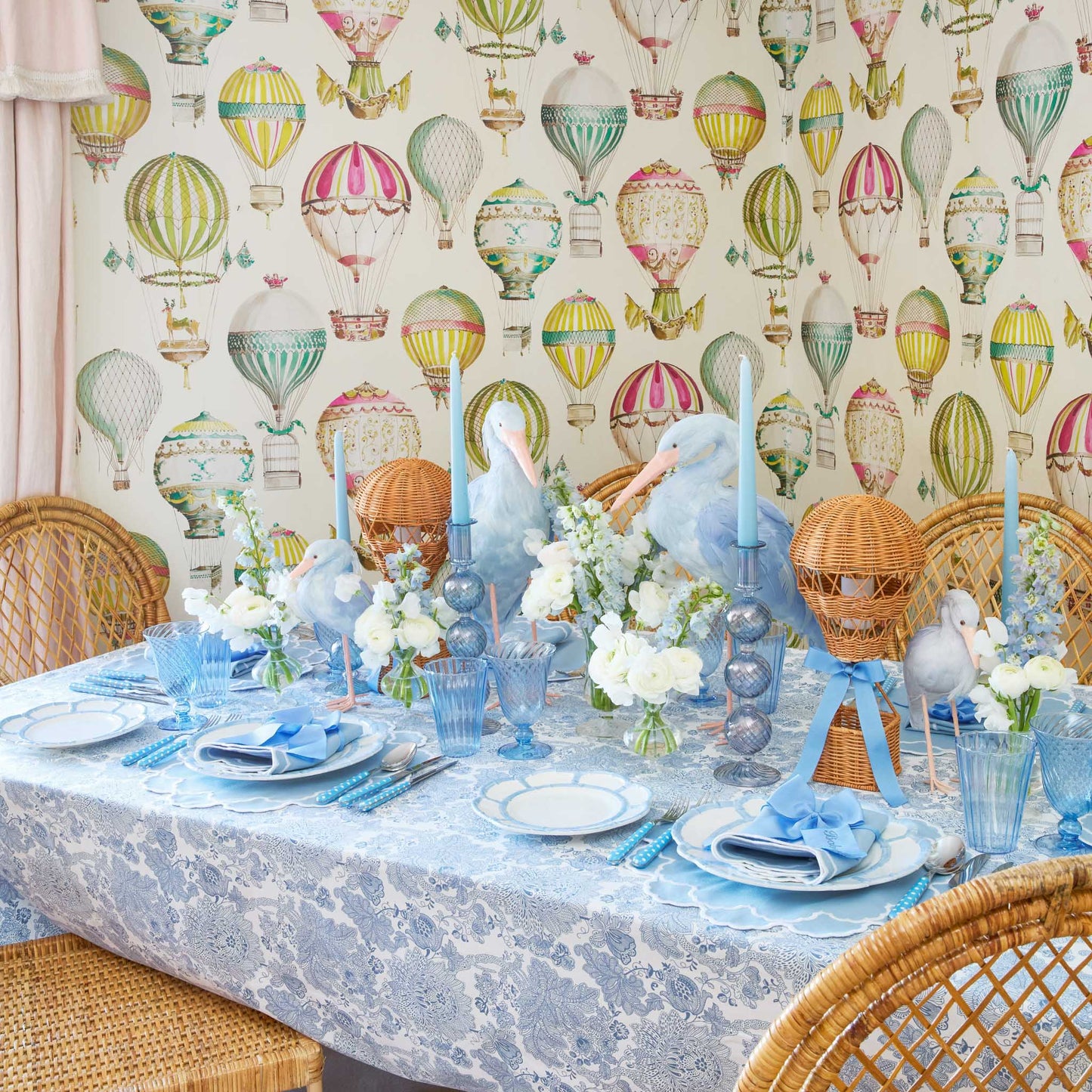 Cigogne Saskia bleue (couple) - 44 cm