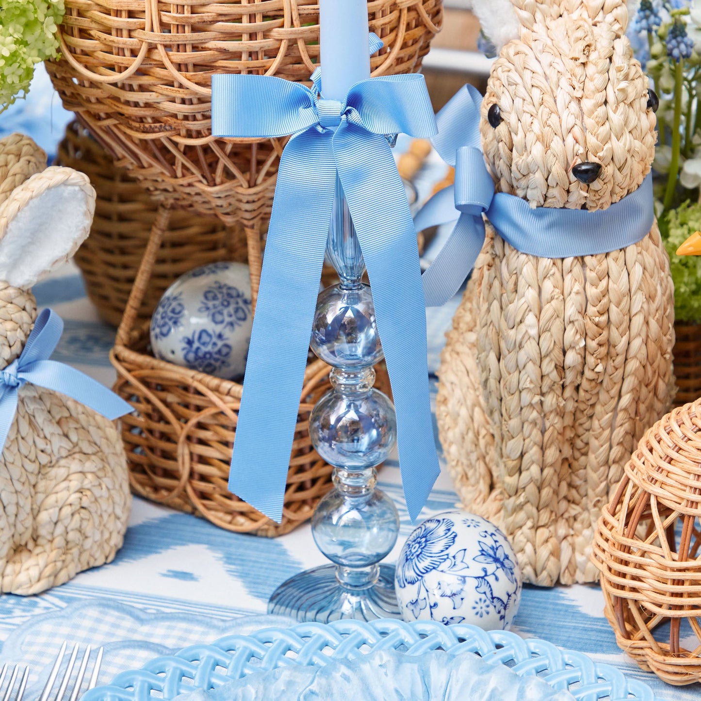 Bougeoir bleu Eden (paire)