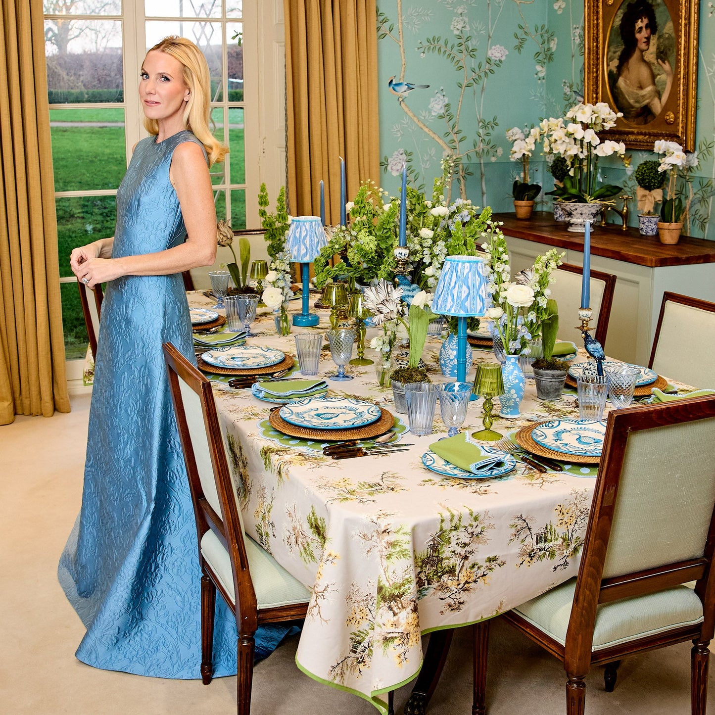 Ensemble de bougeoirs perroquet bleu