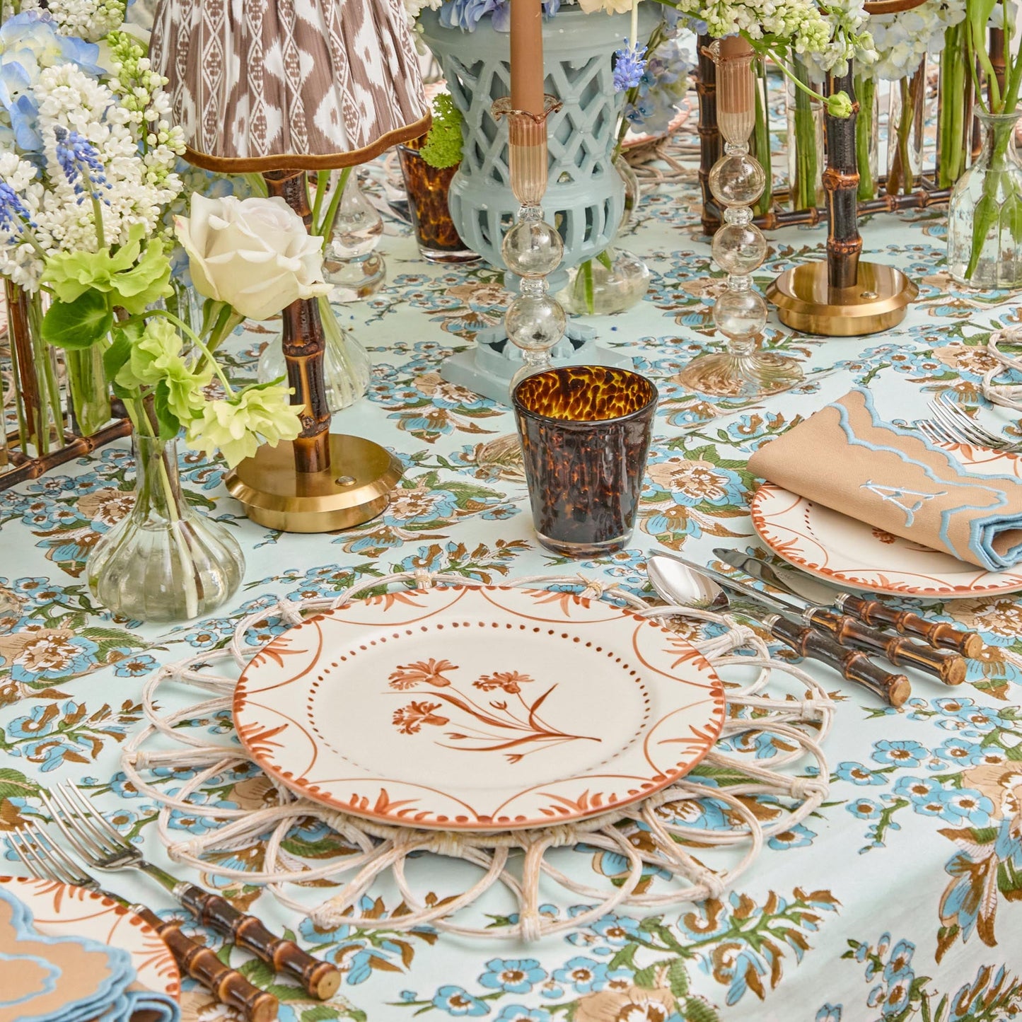 Serviettes Lily Sand et Blue (lot de 4)
