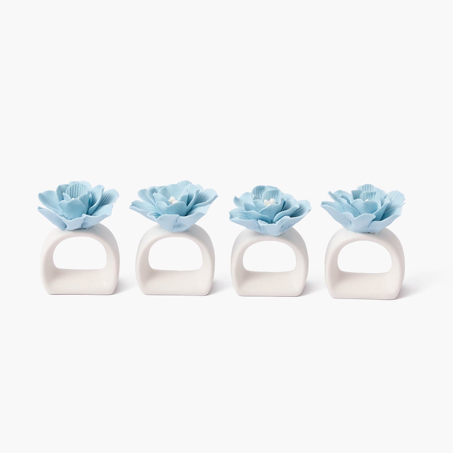 Ronds de serviette Fiore bleu doux (lot de 4)