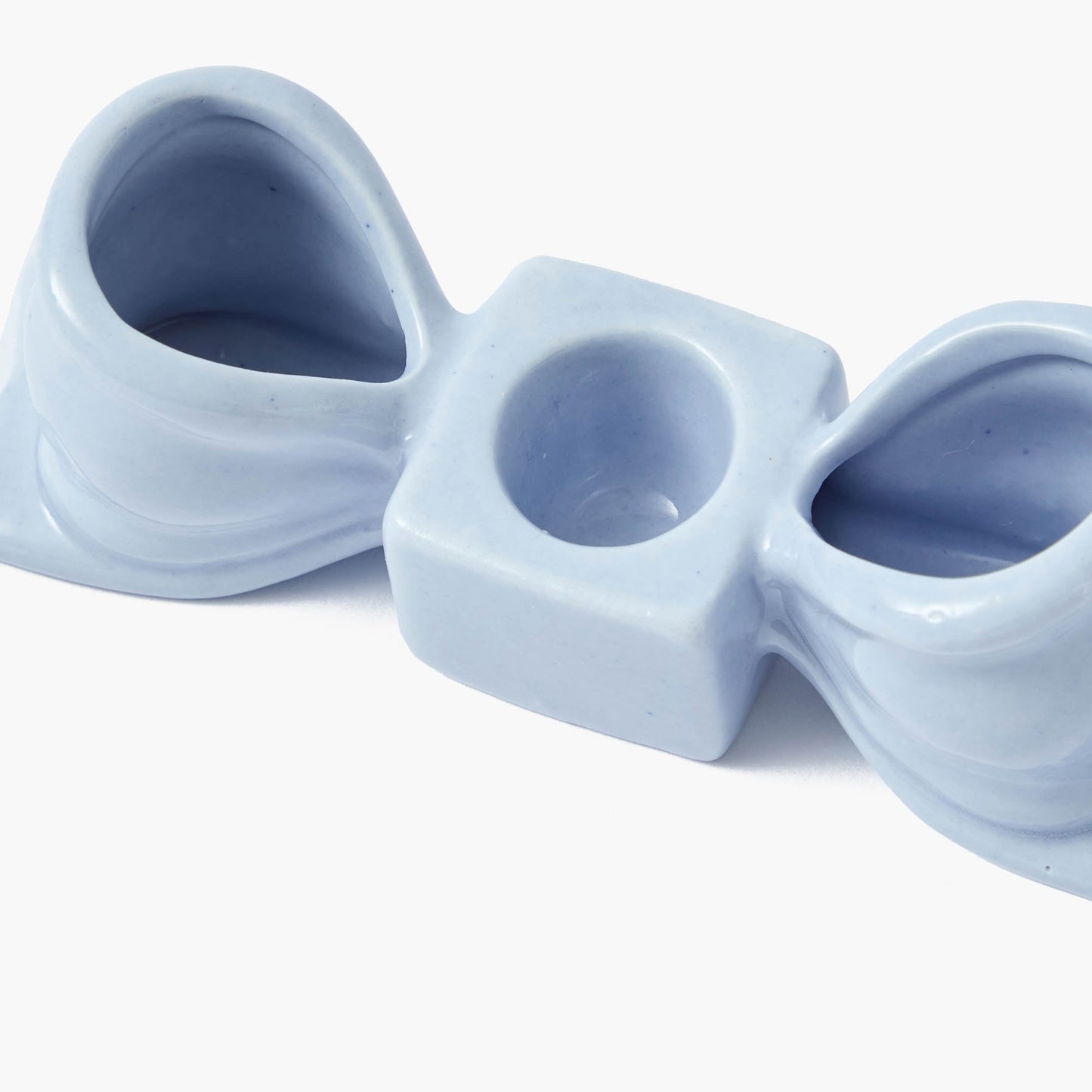 Bougeoir en céramique bleu doux avec nœud (paire)