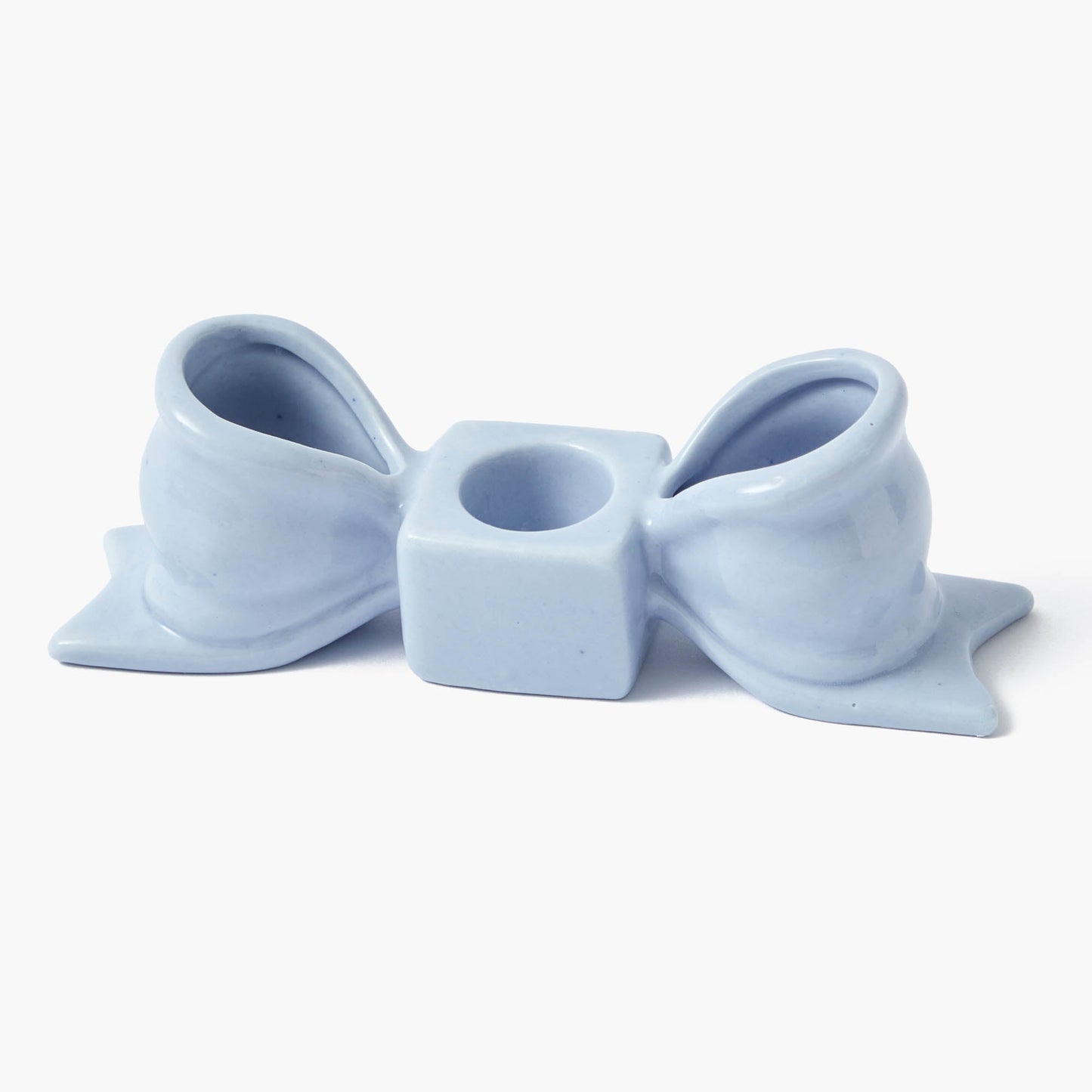 Bougeoir en céramique bleu doux avec nœud (paire)