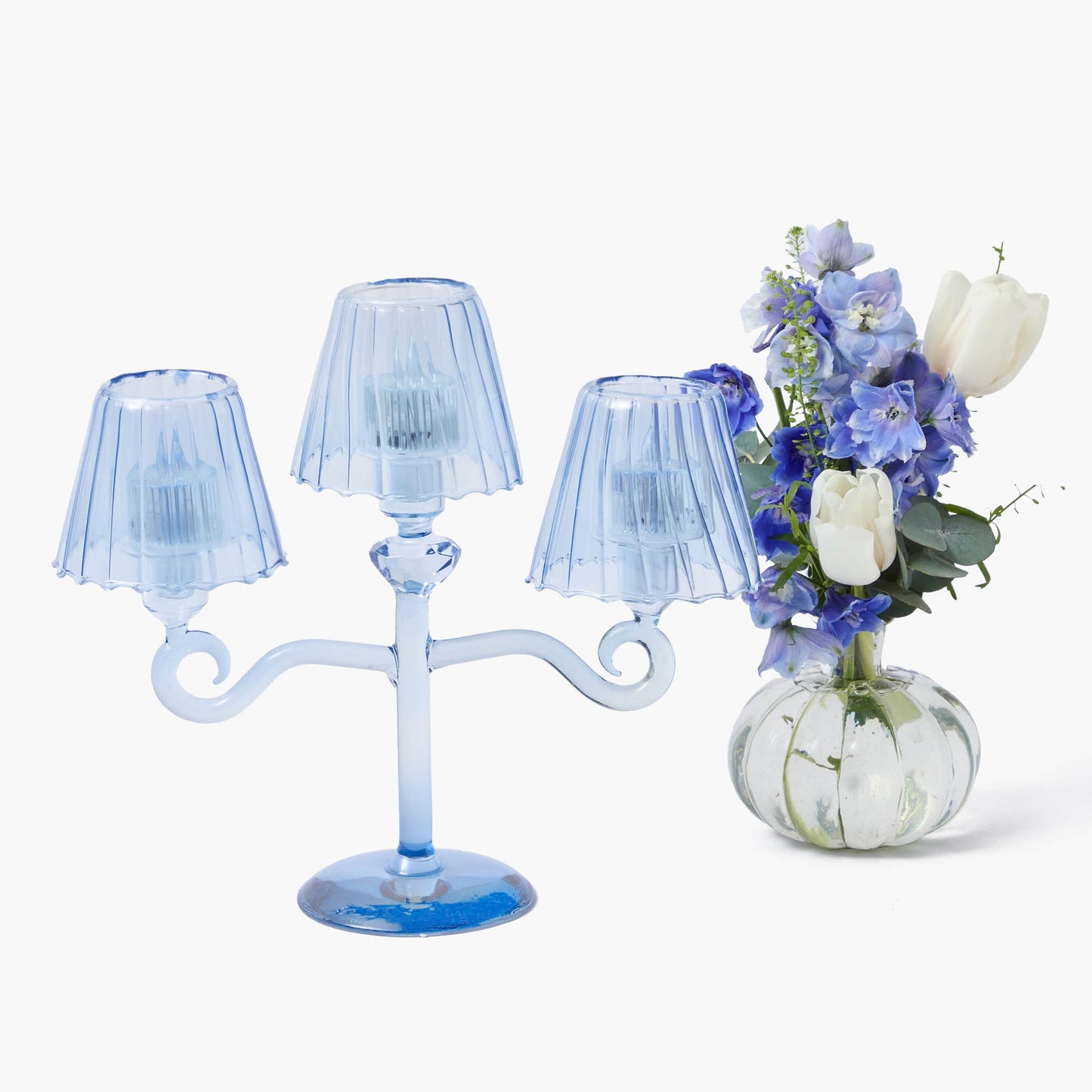 Bougie chauffe-plat lanterne bleue
