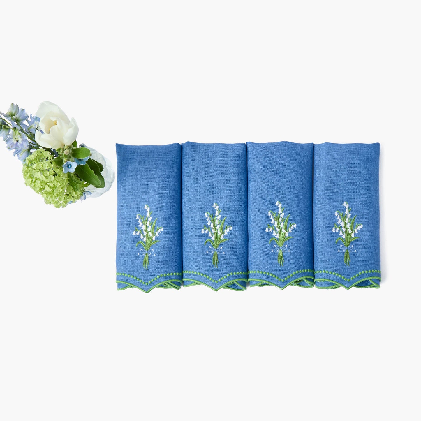 Serviettes en lin bleu muguet (lot de 4)