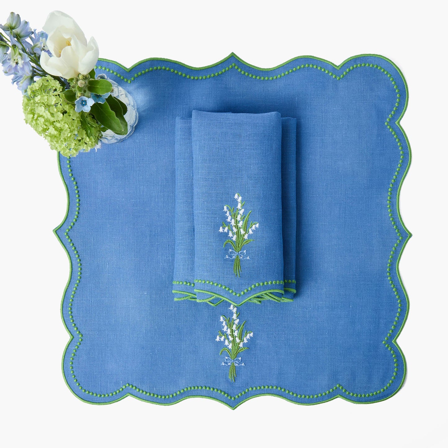 Serviettes en lin bleu muguet (lot de 4)
