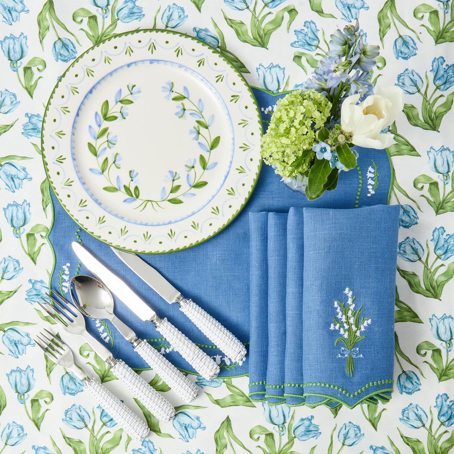 Serviettes en lin bleu muguet (lot de 4)