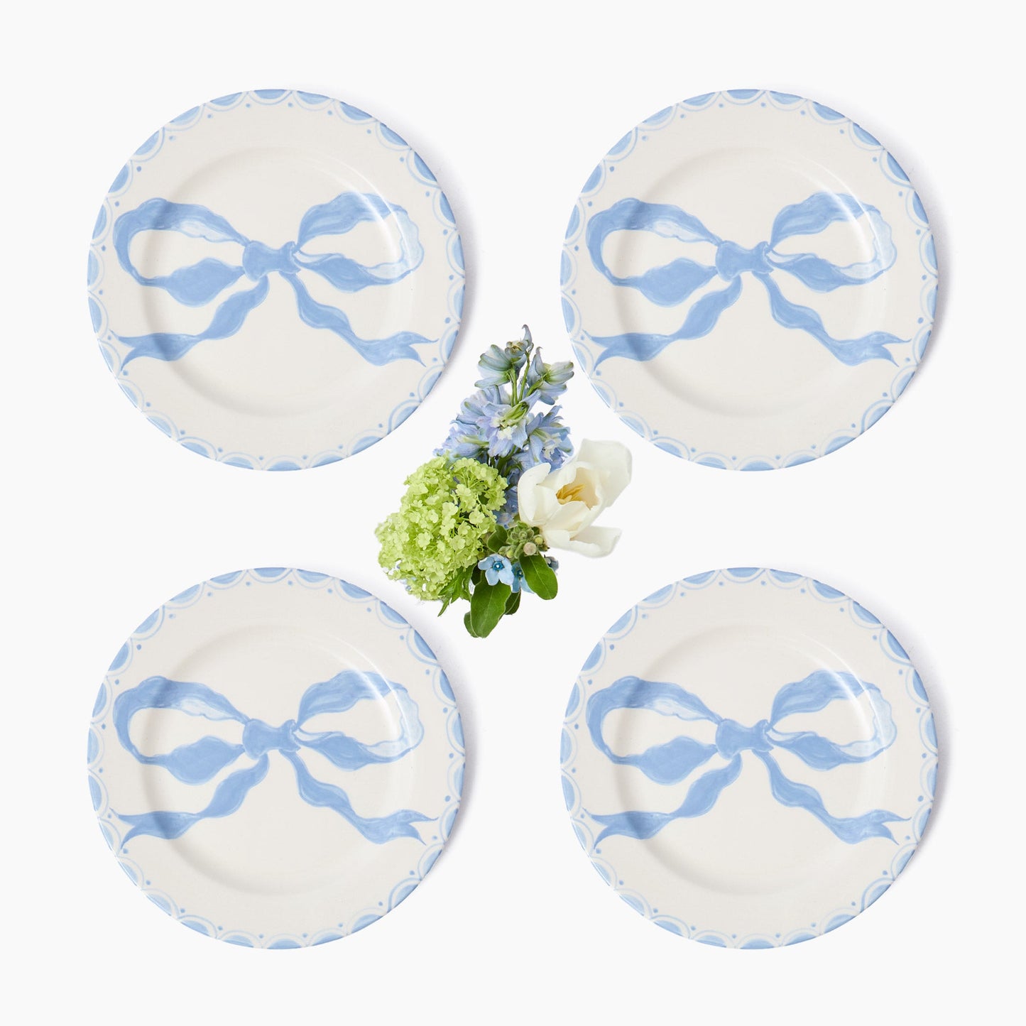 Assiettes de démarrage Marilyn Blue Bow (lot de 4)