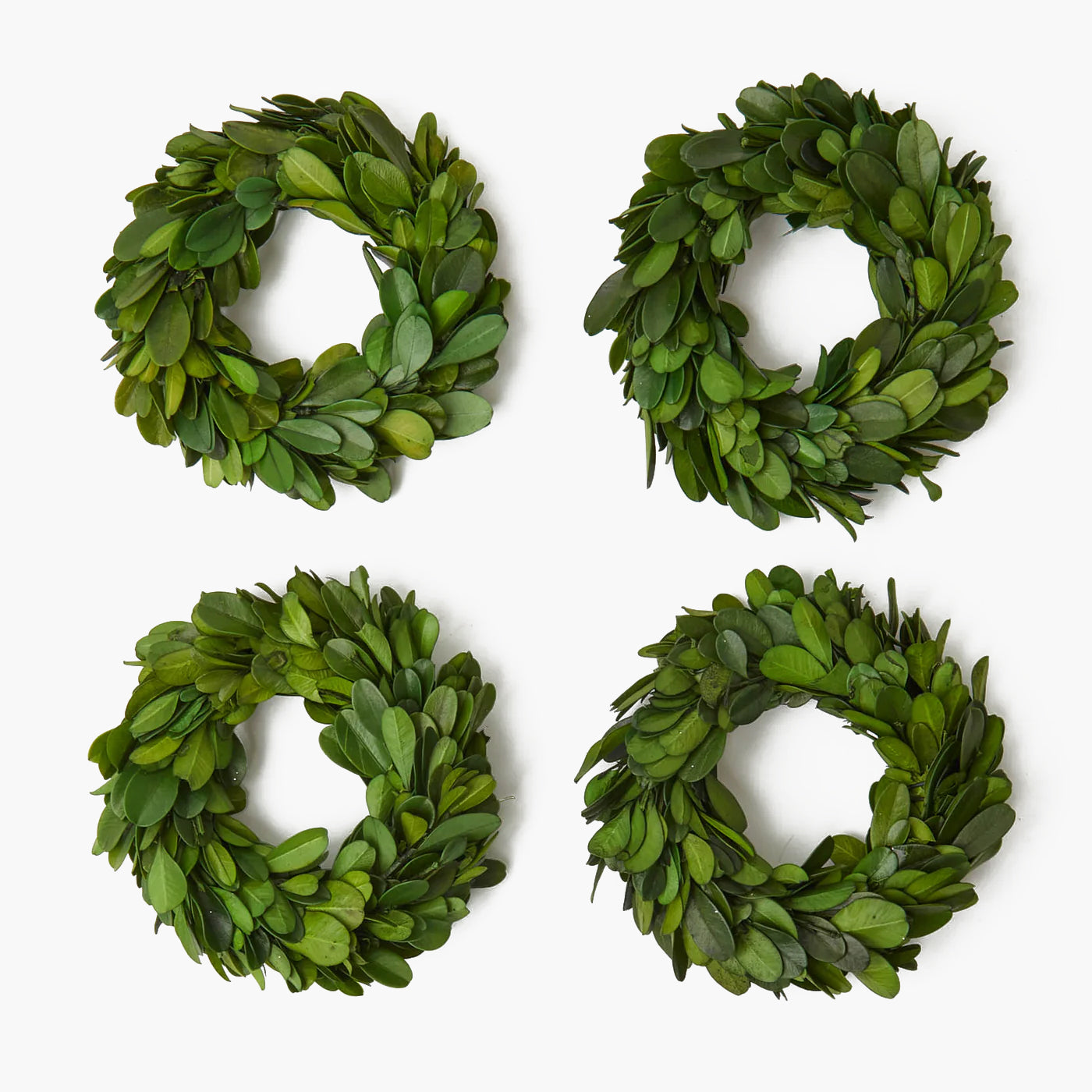 Couronnes de buis avec nœuds en velours vert (lot de 4)