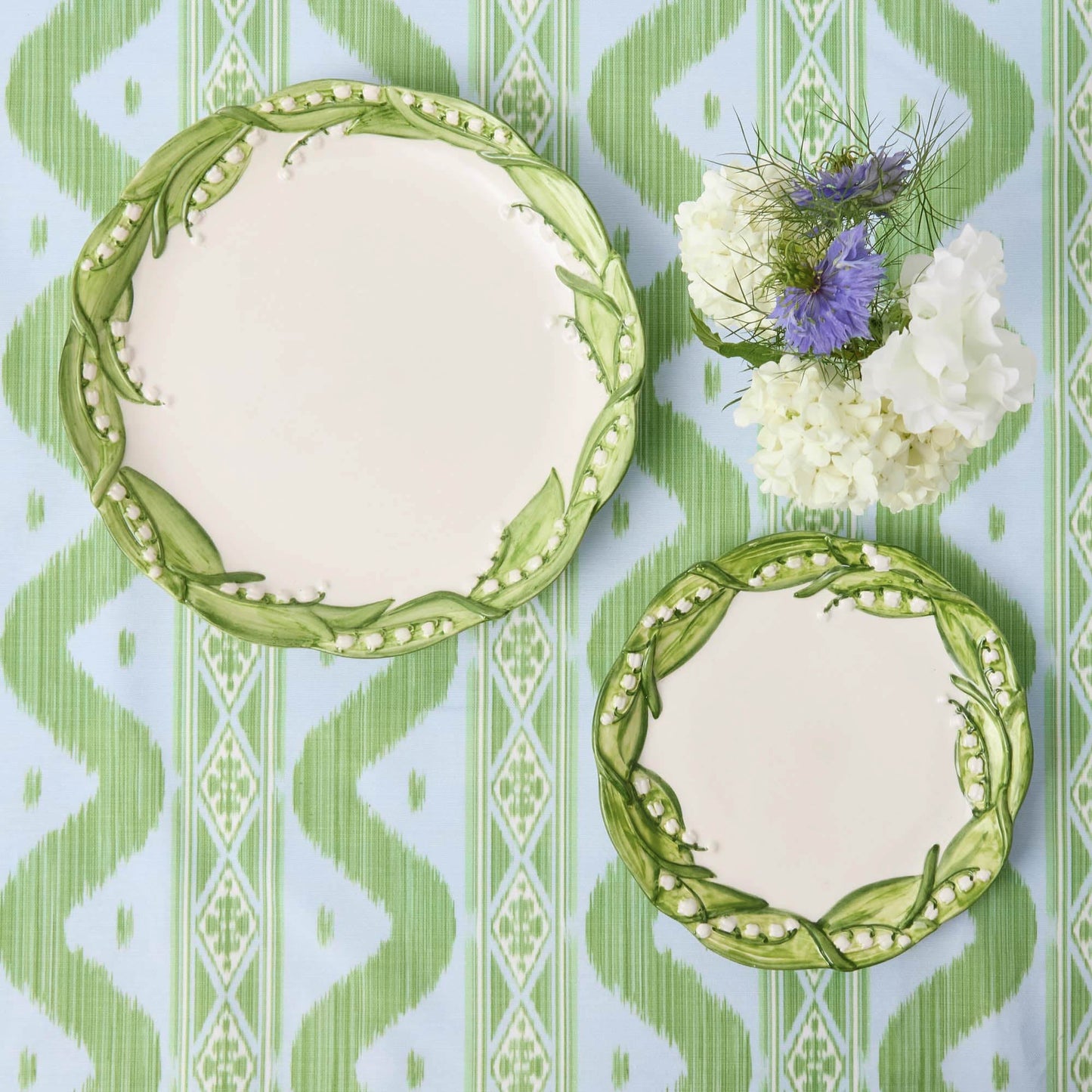 Nappe Ikat Bleue et Verte