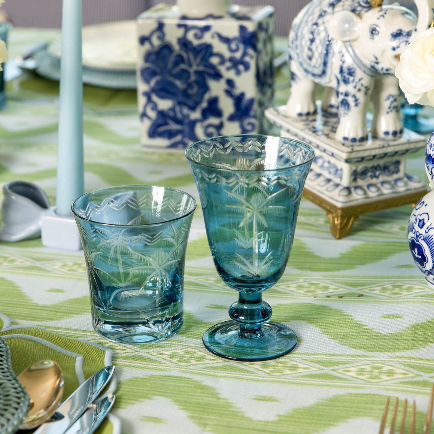 Verres à vin Blue Palm (lot de 4)