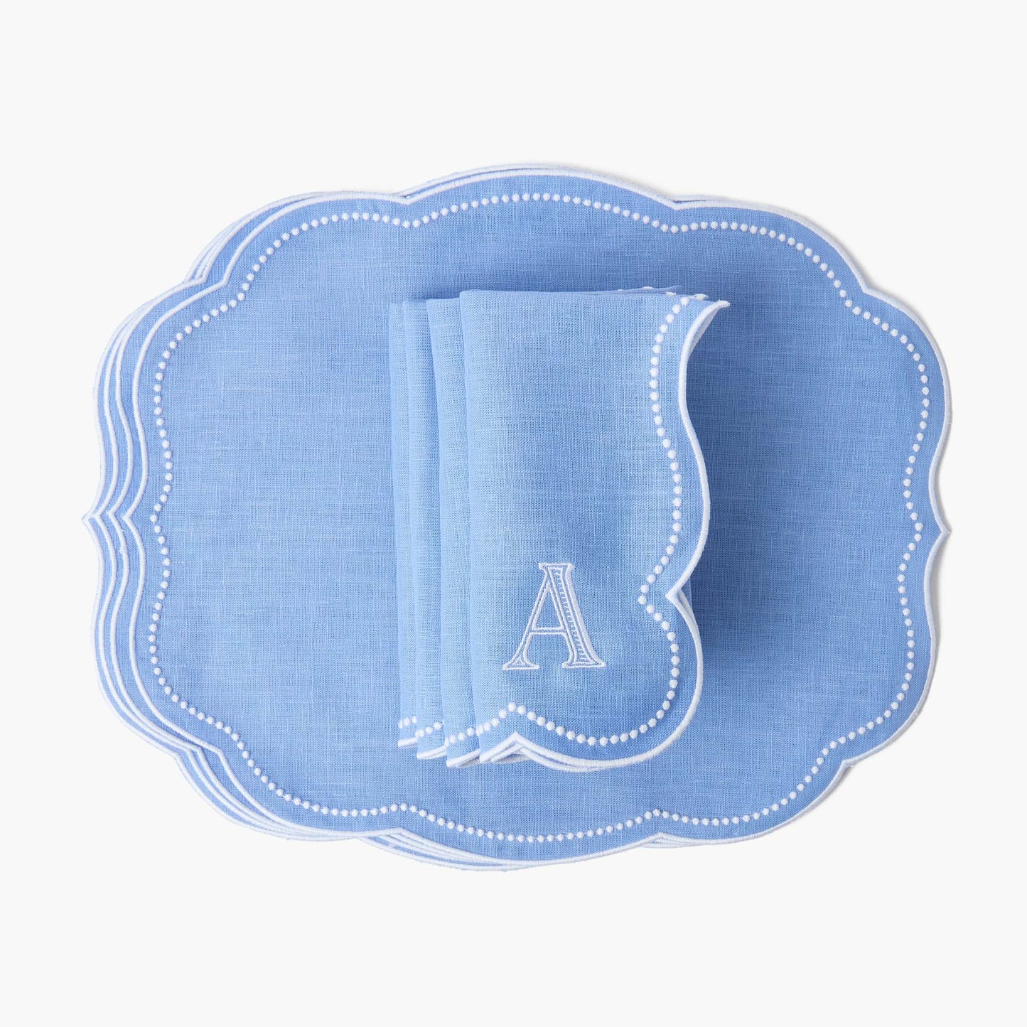 Sets de table en lin Eloise Pervenche (lot de 4)