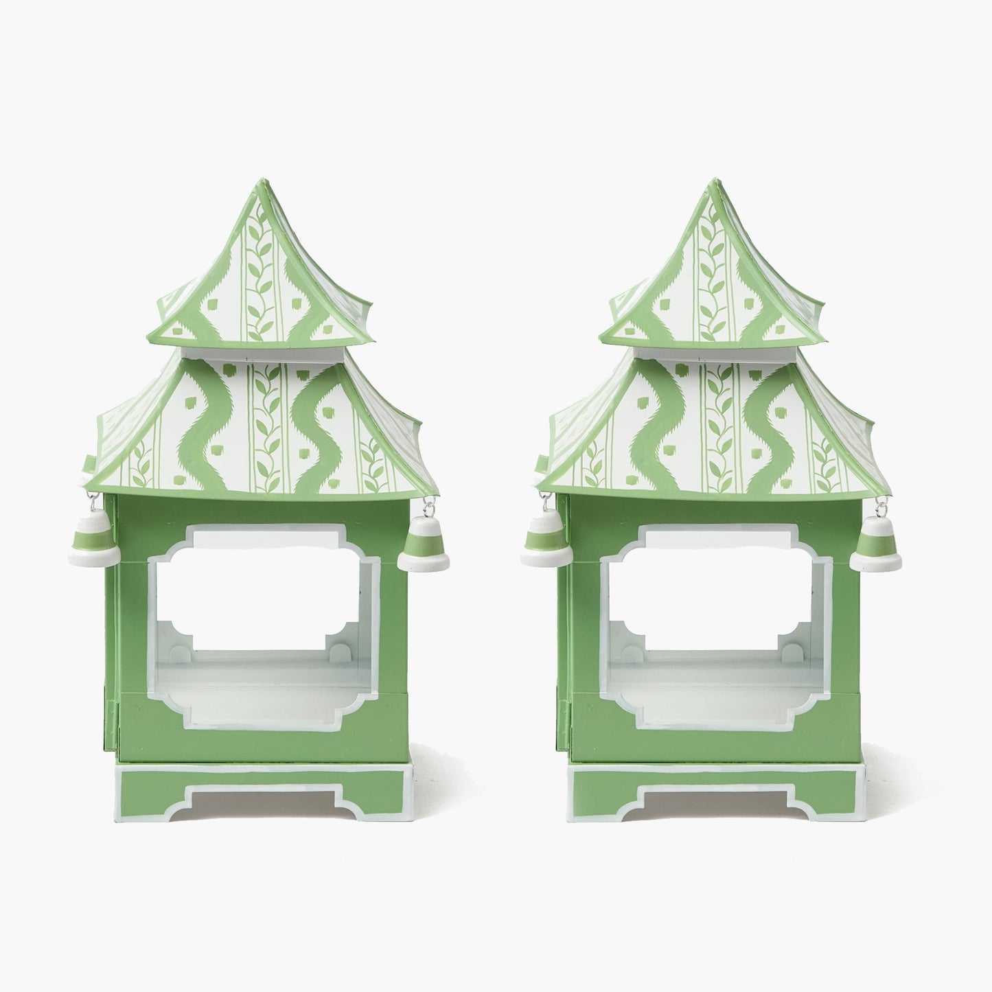Lanternes pagodes mini-ikat vertes (paire)