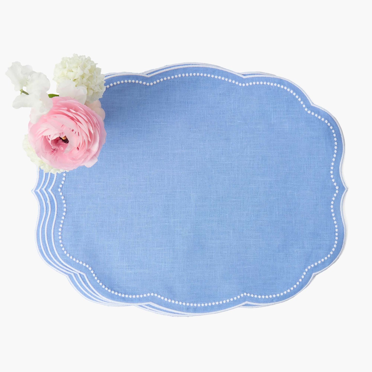 Sets de table et serviettes en lin Eloise Pervenche (lot de 4)