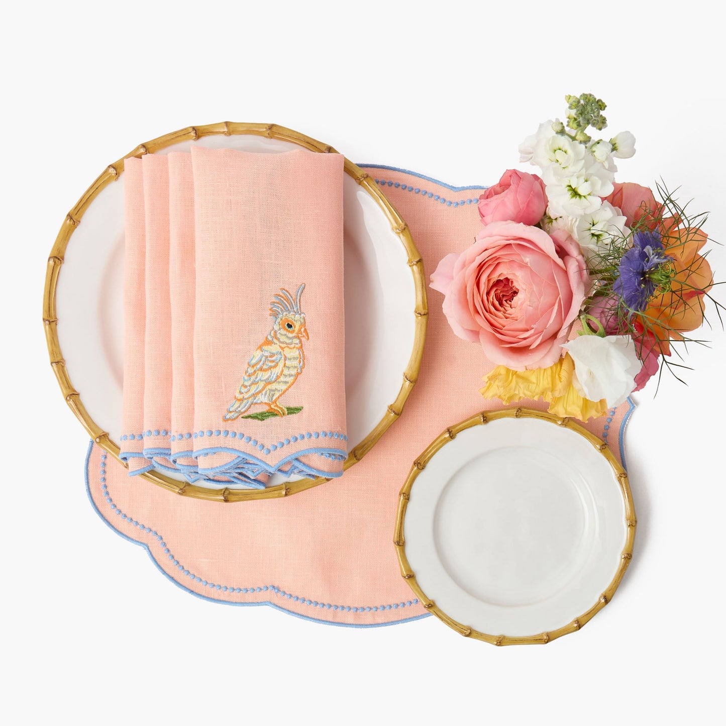 Serviettes en lin corail perroquet (lot de 4)