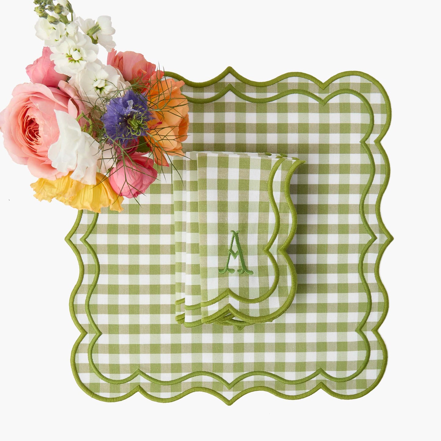 Sets de table et serviettes Eloise Green Gingham (lot de 4)