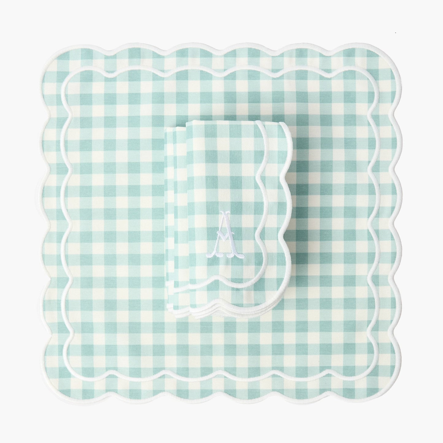 Serviettes Serena bleu canard à carreaux vichy (lot de 4)