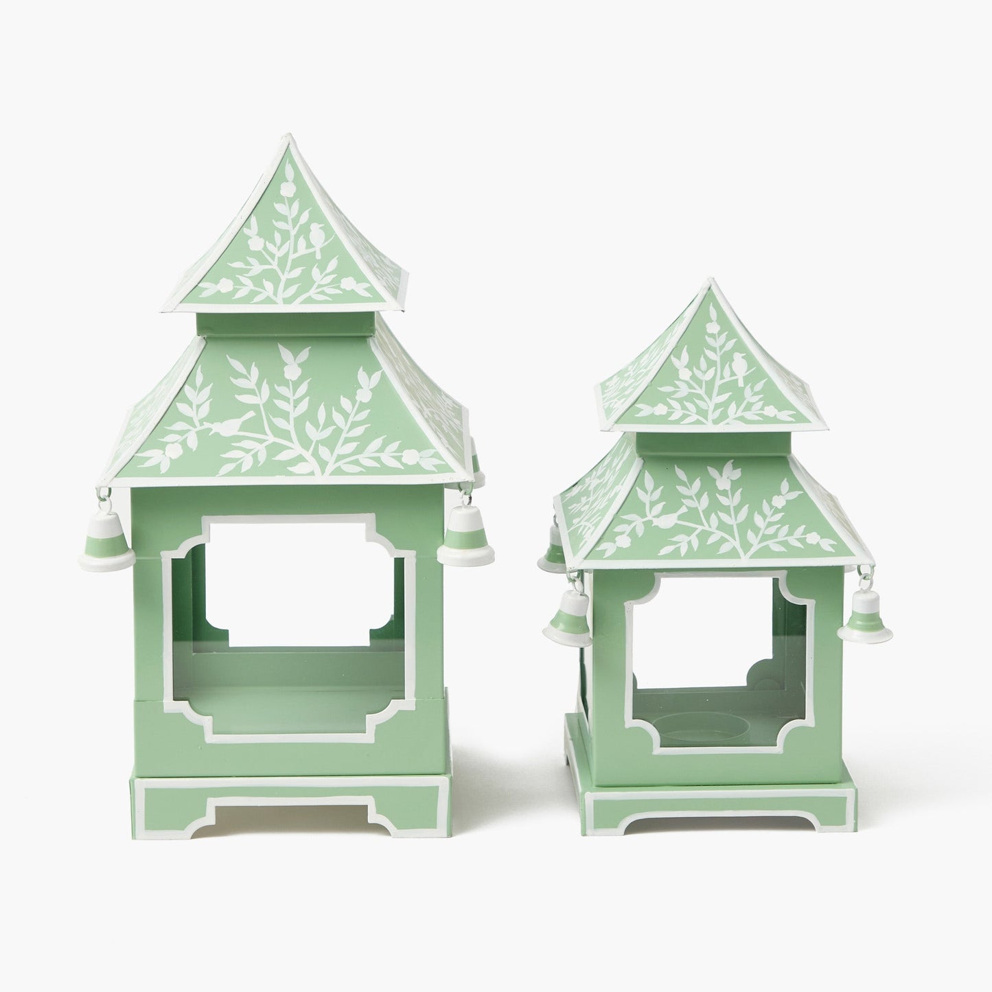 Mini lanternes pagodes chinoises vert tendre (paire)