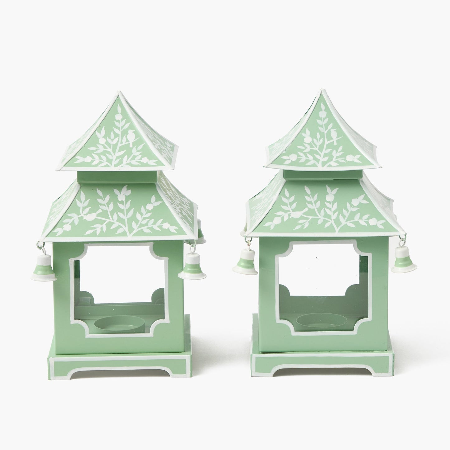 Mini lanternes pagodes chinoises vert tendre (paire)