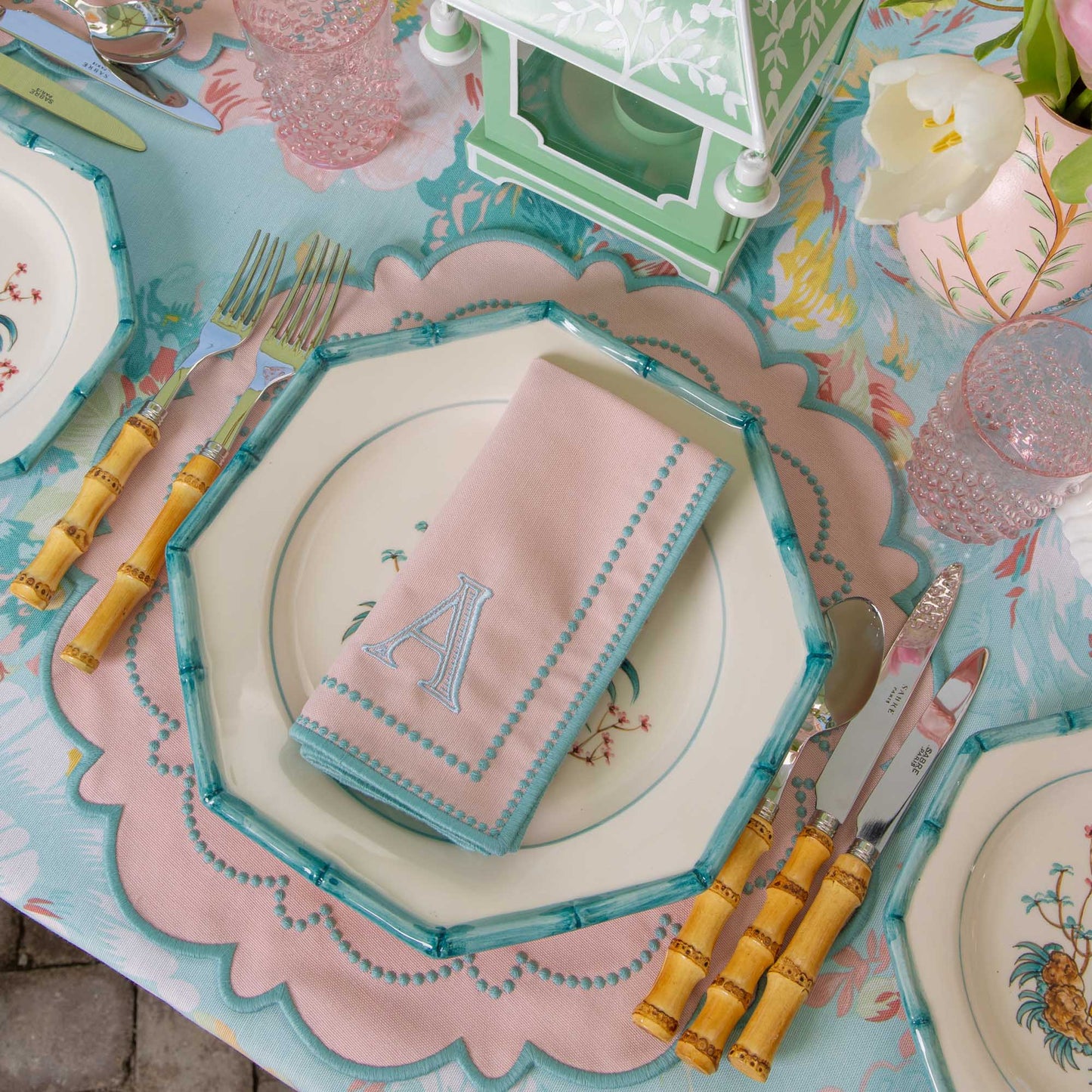 Serviettes Mariana Pink & Duck Egg (lot de 4)