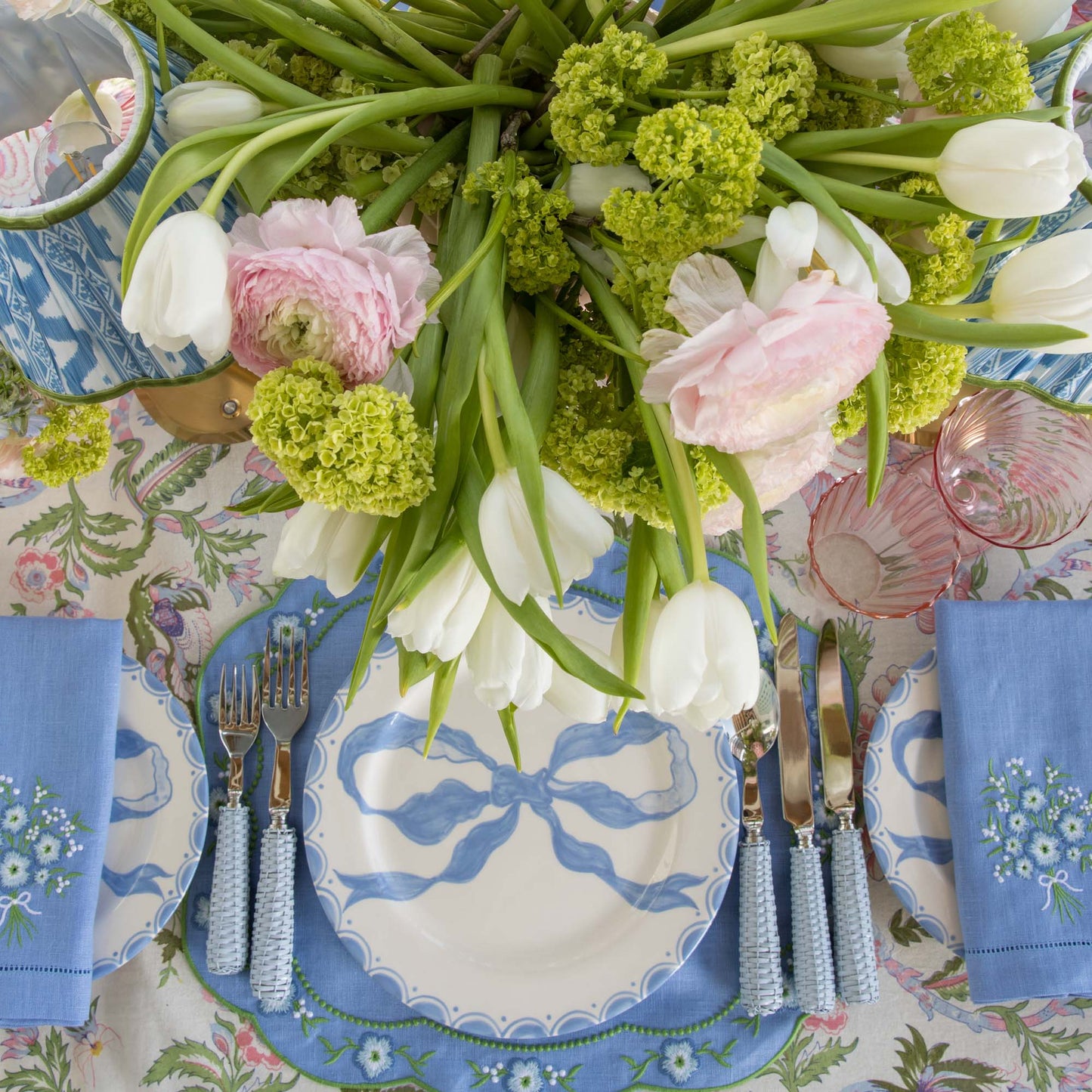 Assiettes à dîner et à entrée Marilyn Blue Bow (lot de 8)