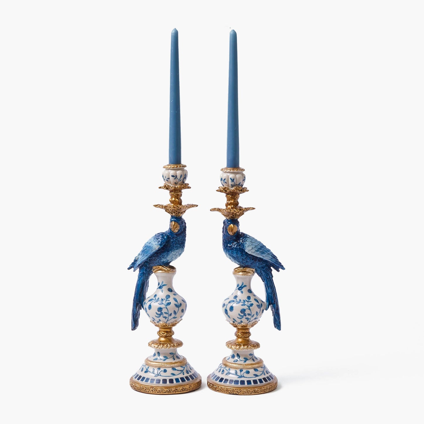 Ensemble de bougeoirs perroquet bleu