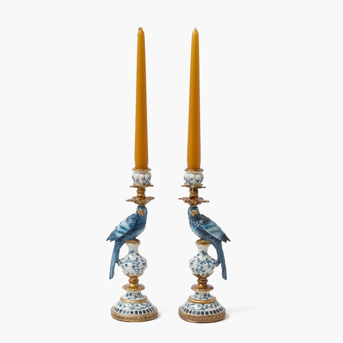 Petit bougeoir perroquet bleu (paire)