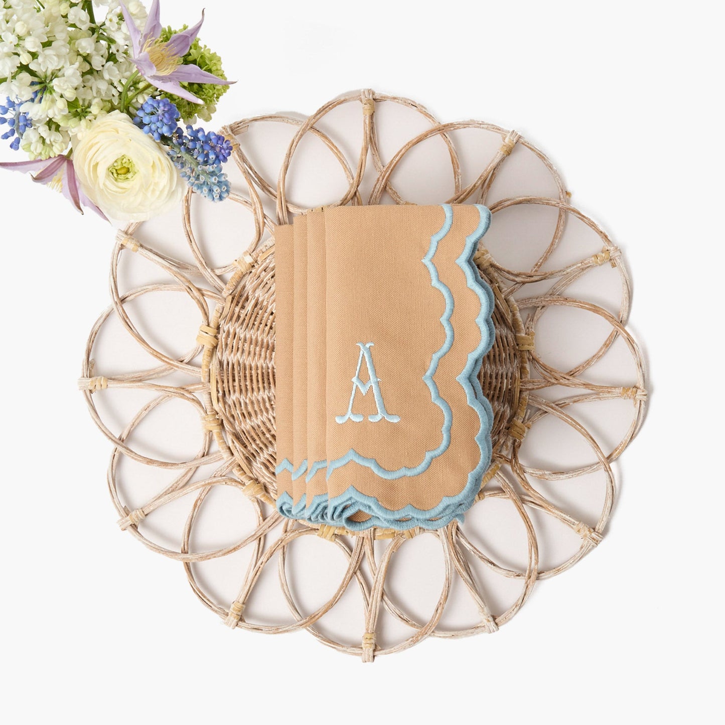 Serviettes Lily Sand et Blue (lot de 4)