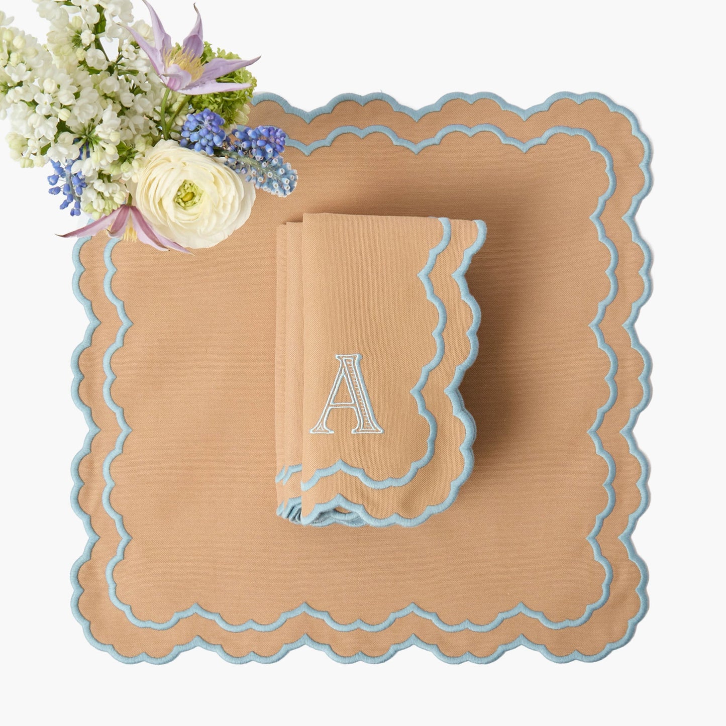 Serviettes Lily Sand et Blue (lot de 4)