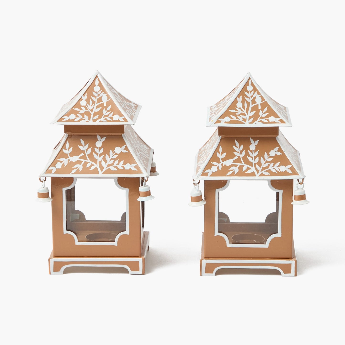 Mini lanterne pagode chinoise caramel (paire)