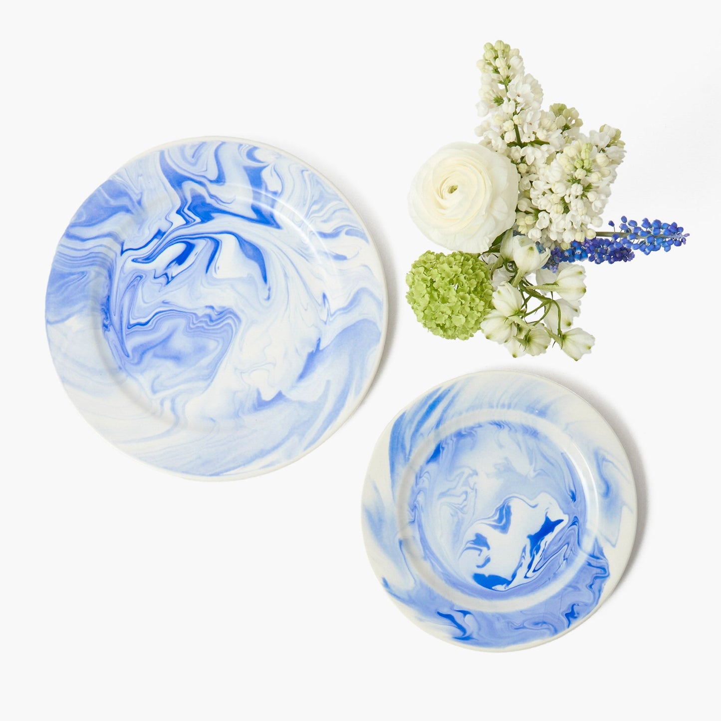 Assiettes à dîner et à entrée Julia Blue Marbled (lot de 8)