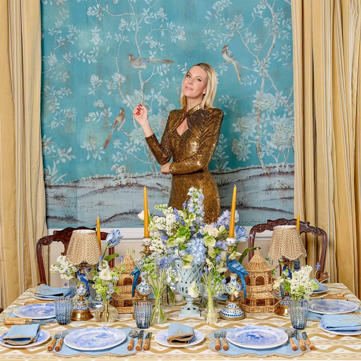 Assiette d'entrée marbrée bleue Julia