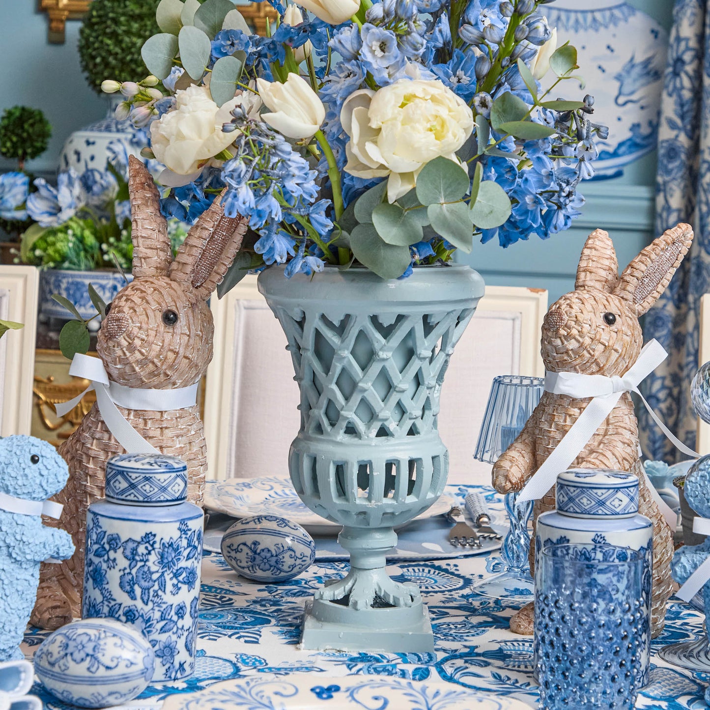 Lapin en rotin (paire)