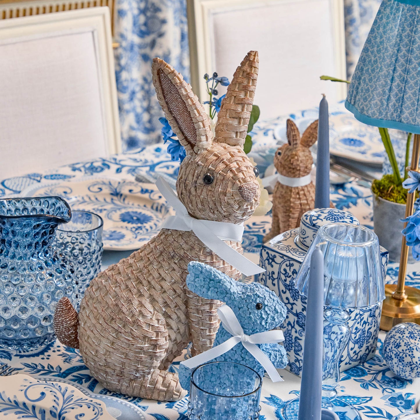 Lapin en rotin (paire)