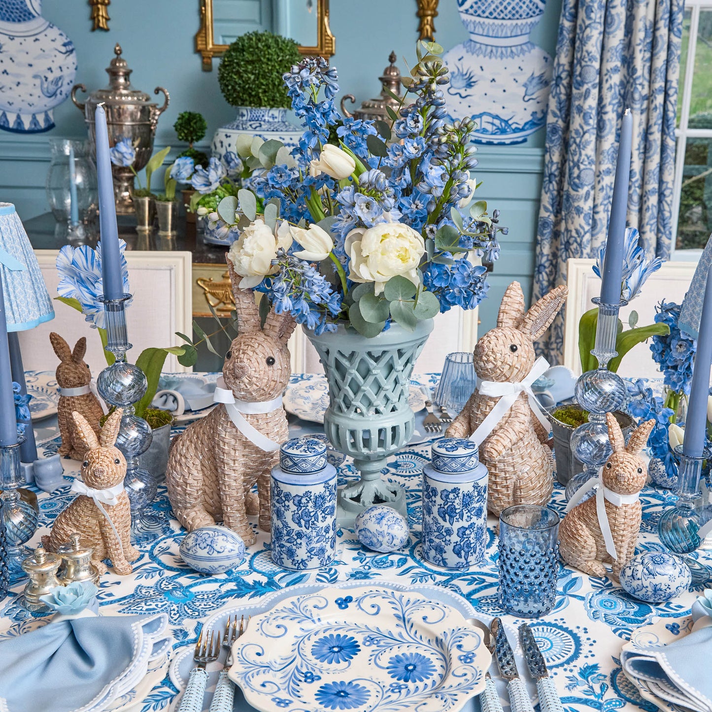 Lapin en rotin (paire)