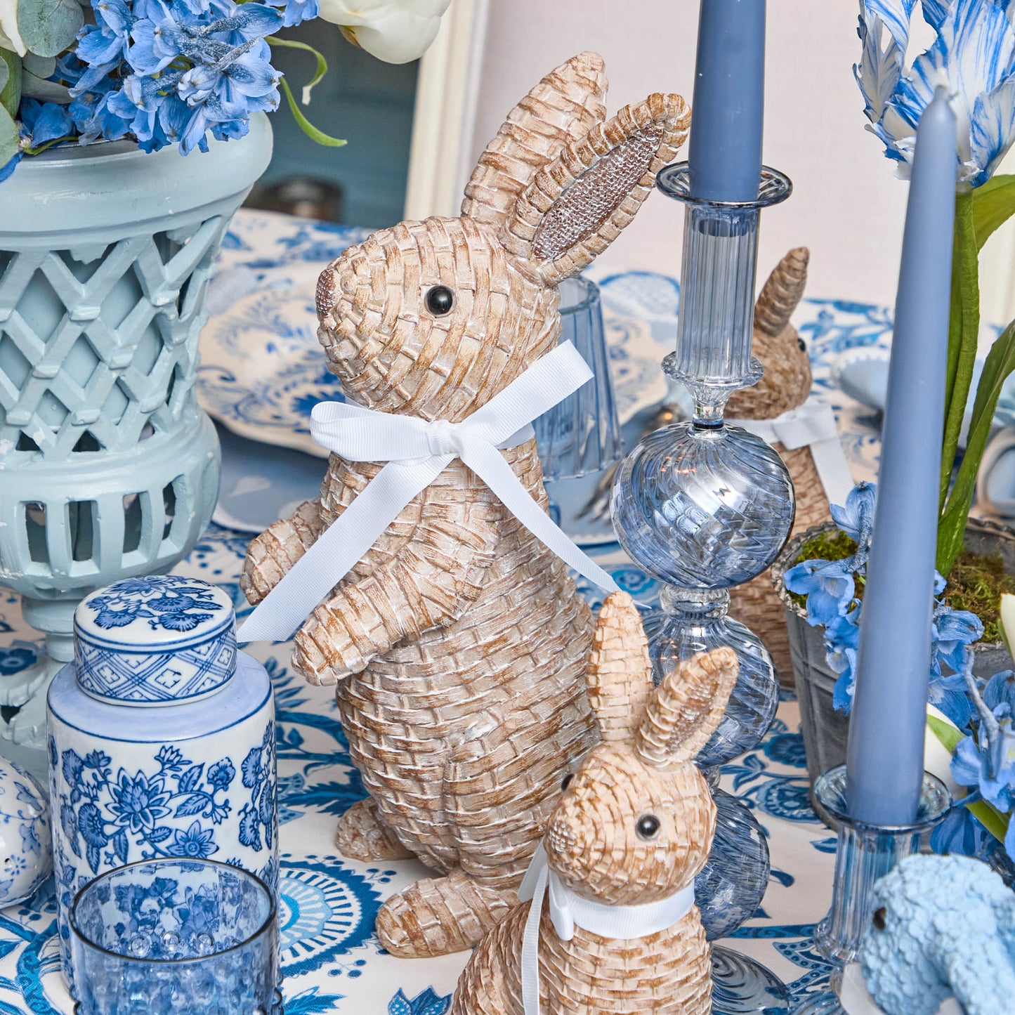 Lapin en rotin (paire)