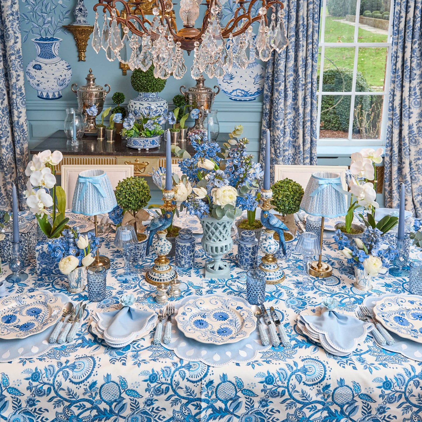 Ensemble de bougeoirs perroquet bleu