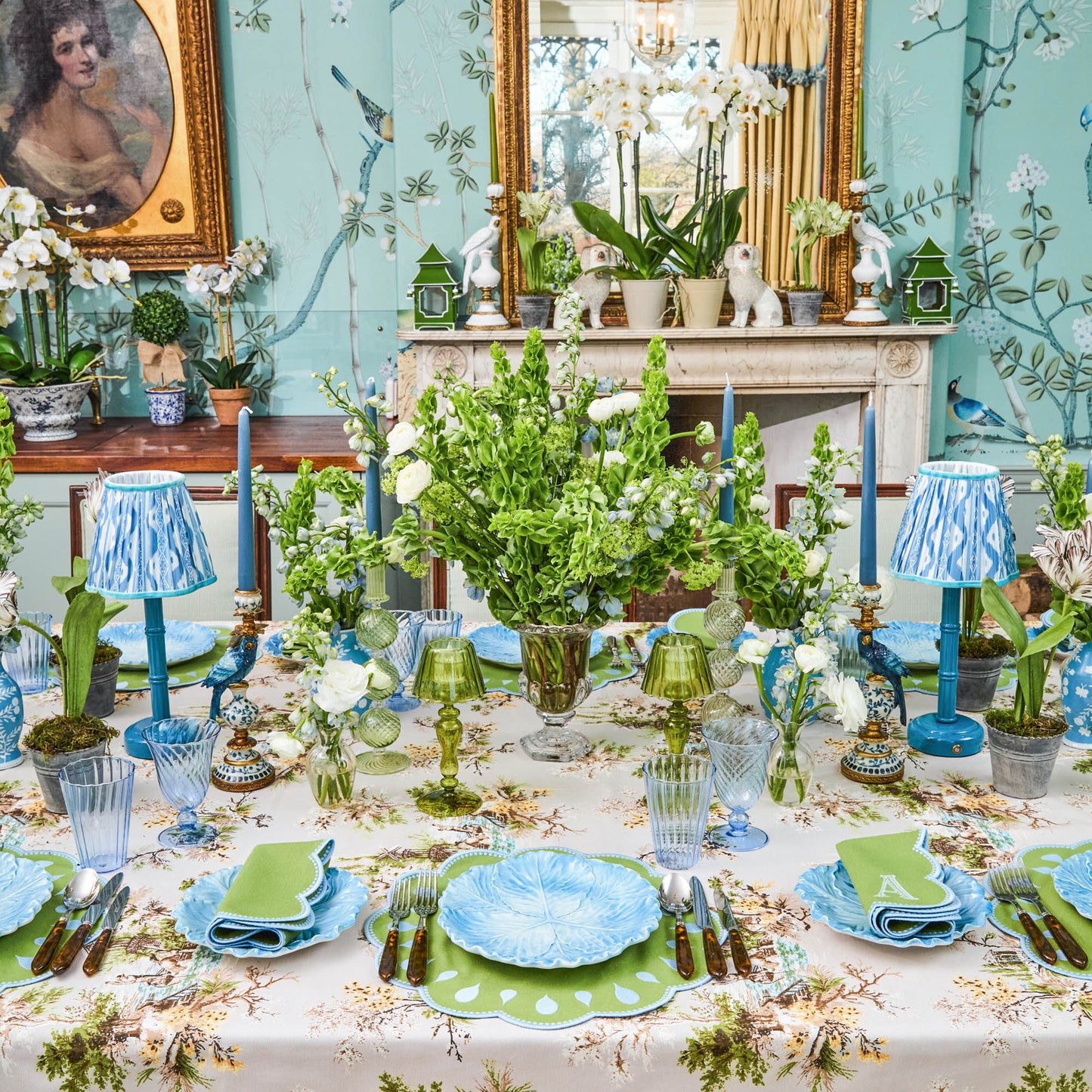 Petit bougeoir perroquet bleu (paire)