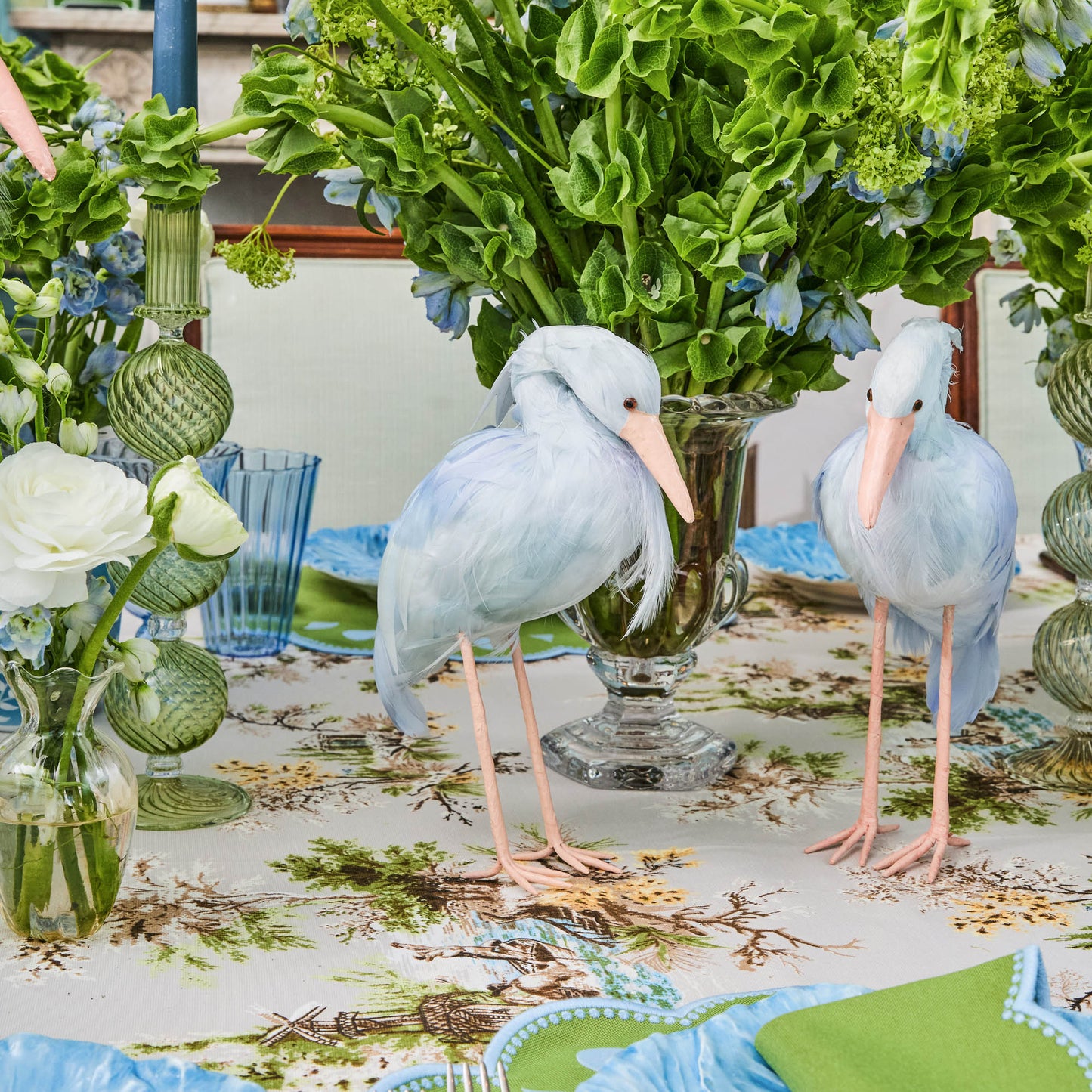 Cigogne Saskia bleue (couple) - 25 cm