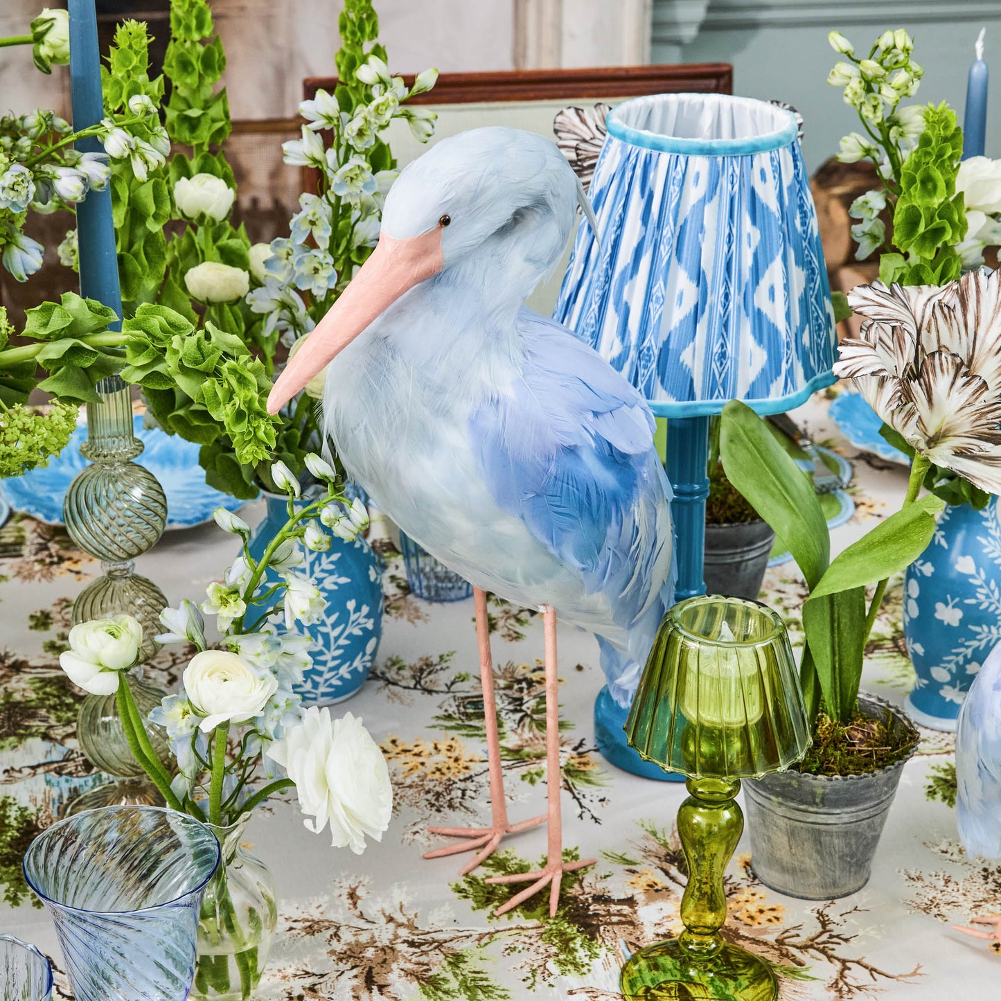 Cigogne Saskia bleue (couple) - 44 cm