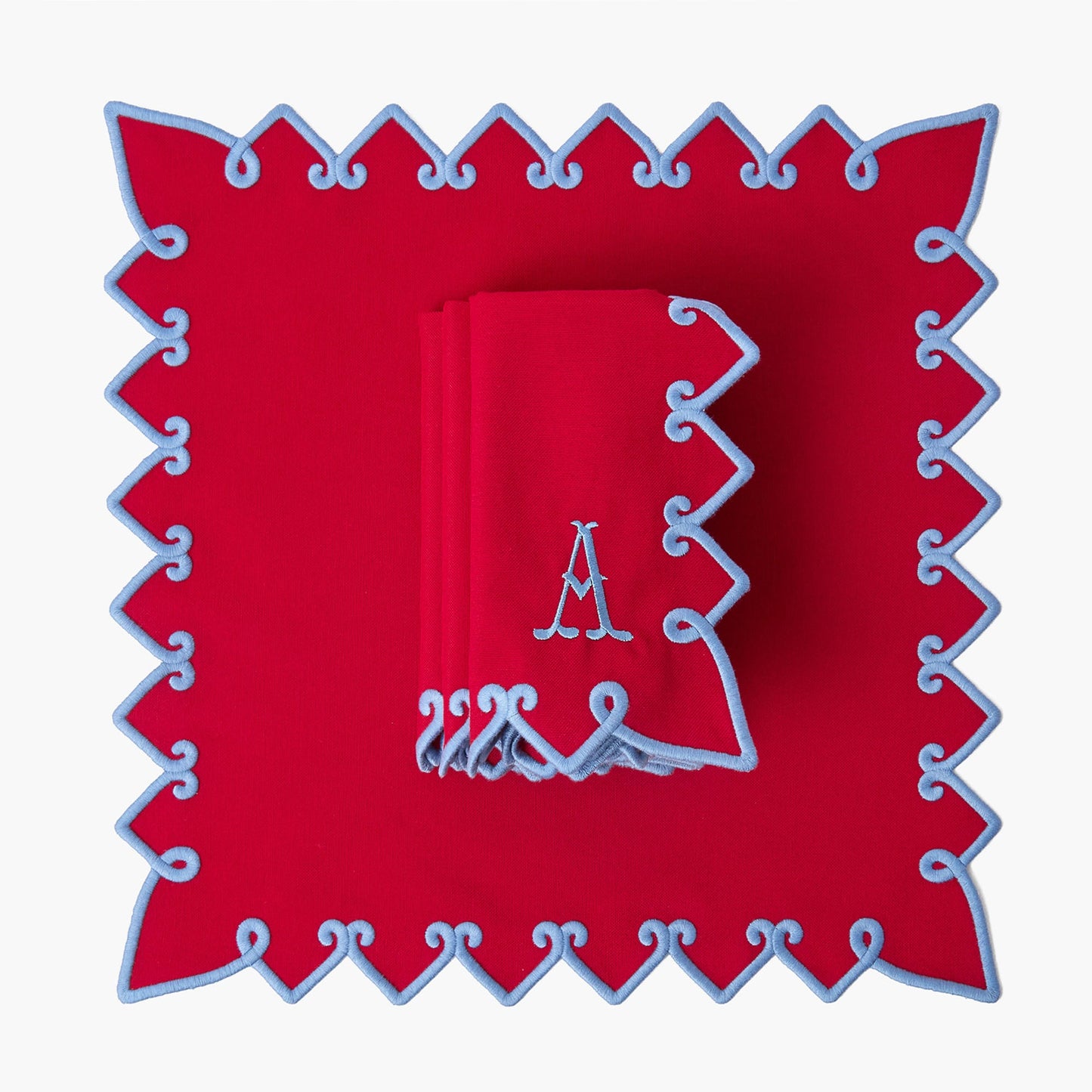 Serviettes Angelina rouges et bleues (lot de 4)